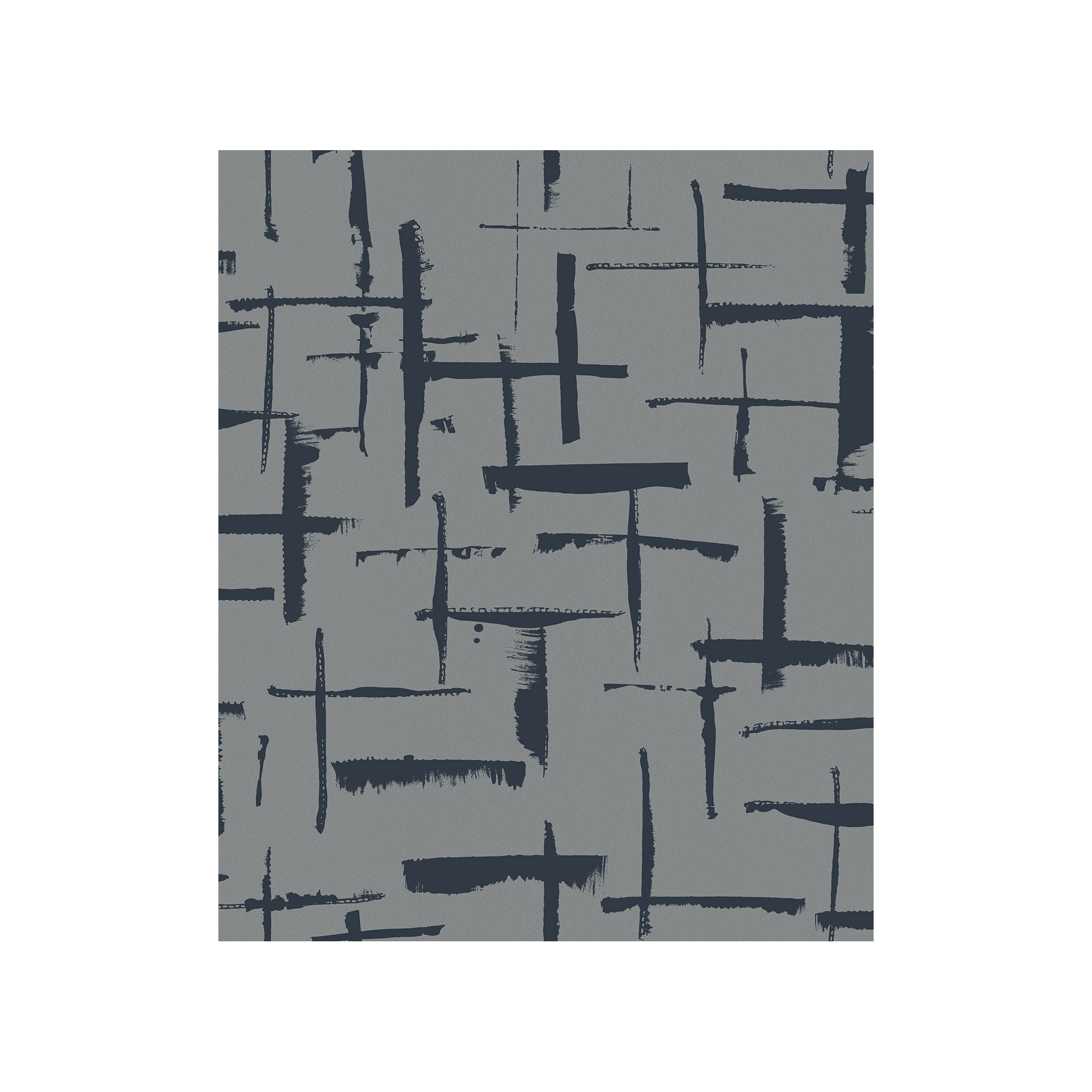 Niseko Modern Abstract Wallpaper, Metallic Silver Melody