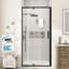 Porte de douche pivotante encadrée de 32 à 36 po L x 72 po H, en noir mat, avec verre trempé transparent de 1/4 po, pellicule anti-éclats et revêtement facile à nettoyer.-105653586-133948347