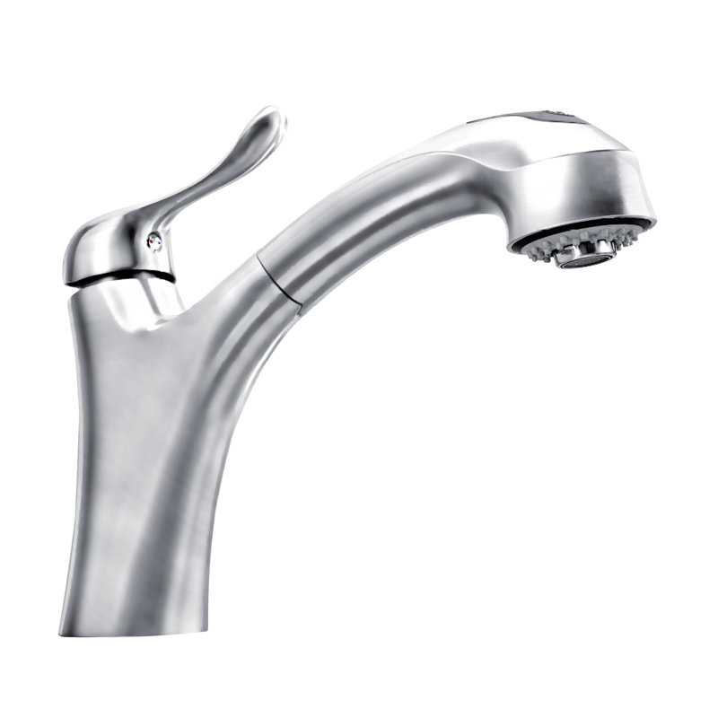Whitehaus Collection Jem Pull Out Kitchen Faucet, Polished Chrome