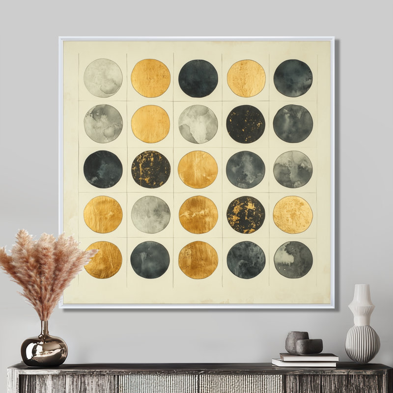 Art lunaire, toile bohème céleste, Heissenberger, H 36 po x l 36 po, Cadre flottant blanc