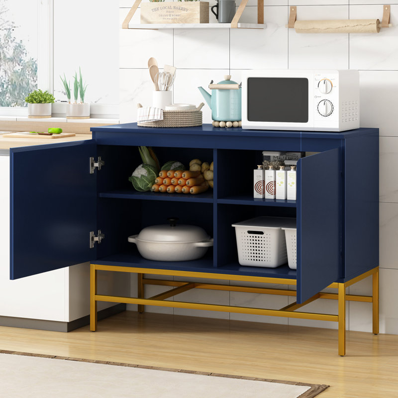 Jestiny Sideboard, Dining cabinet, Office credenza with two adjustable shelves, Navy