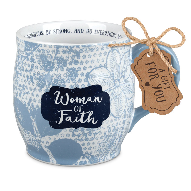 Grande tasse avec imprimé femme de la foi bleue 13 oz