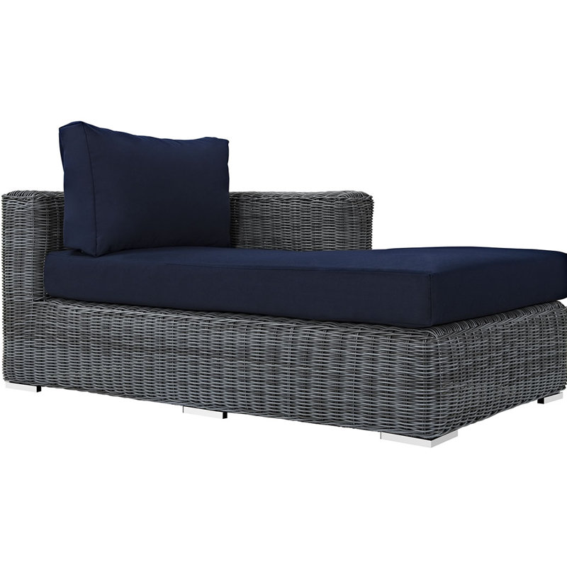 Modway Invite Outdoor Patio Sunbrella Right Arm Chaise, Canvas Navy Sunbrella® Canvas
