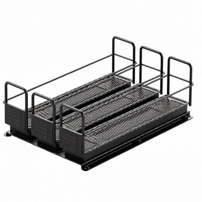 Étagère à épices à 1 niveau pour armoire, organisateur d'assaisonnements coulissant robuste avec étiquettes, 3 tiroirs