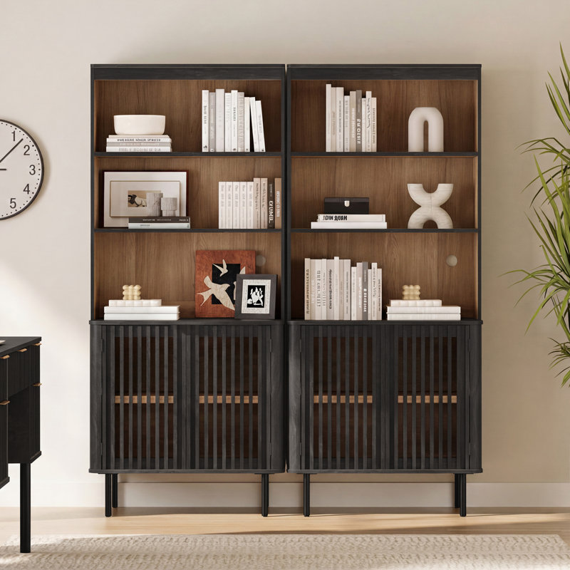 Armoire de rangement pour garde-manger avec bibliothèque réglable H 72,8 po x l 63 po, Noir