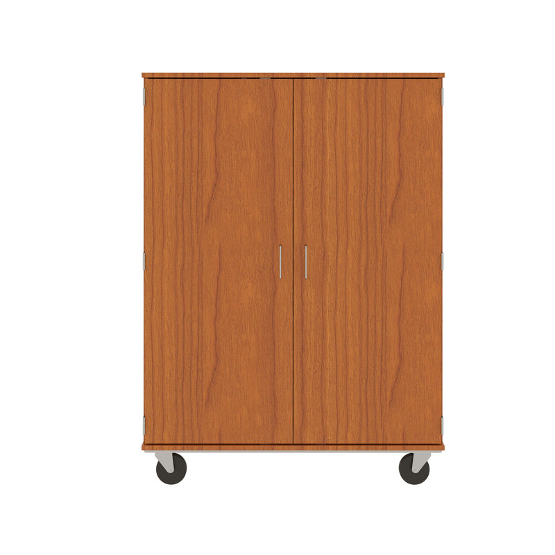 Armoire de salle de classe à 8 compartiments avec roulettes, Cerisier
