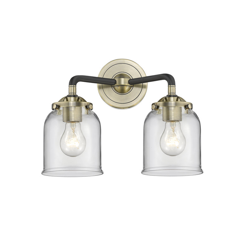 Éclairage pour meuble-lavabo 2 lumières bell Bonomo, Laiton antique noir, DEL, Transparent