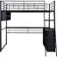 Lit mezzanine en métal avec bureau à DEL et 4 tablettes de rangement Space-484075990