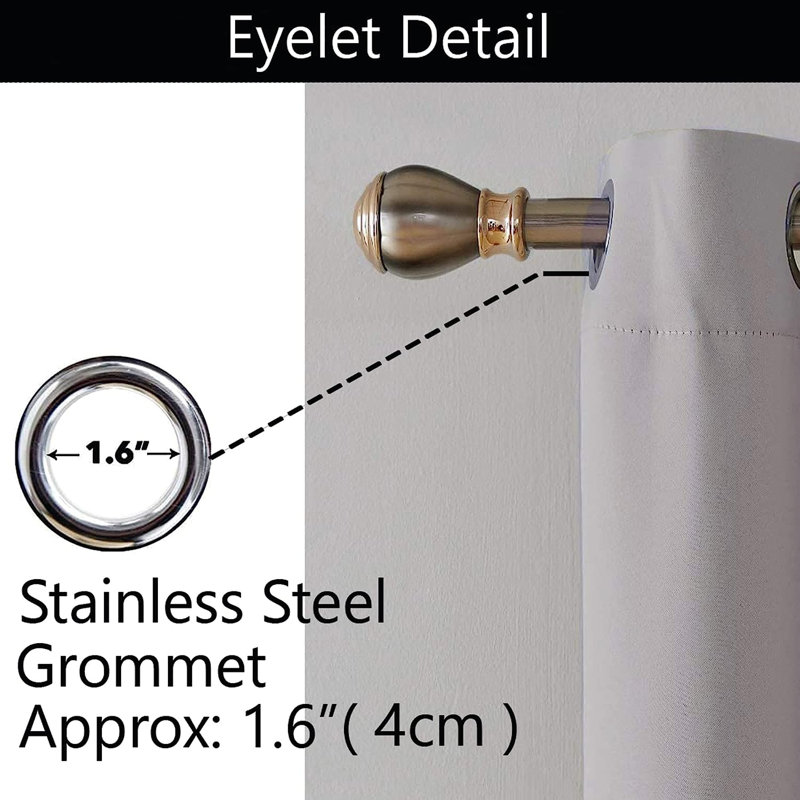 Jeffro Pair Eyelet Blackout Curtains, 116.84cm Width x 182.88cm Drop, Silver