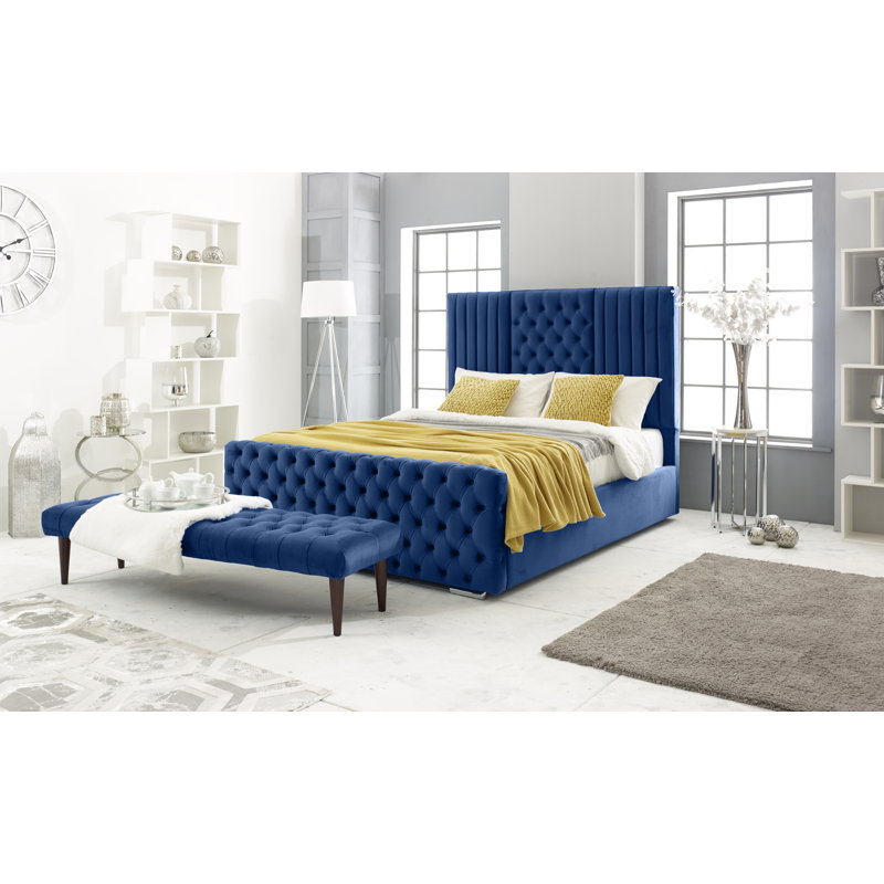 Izidora Upholstered Bed, Single (3'), Blue