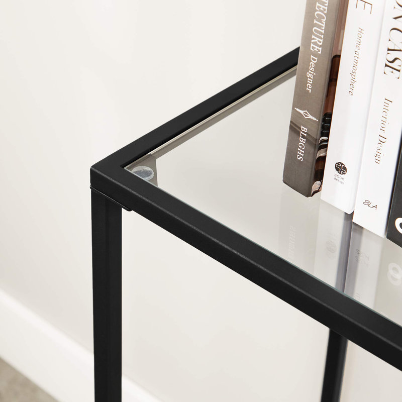 Huxley 39.4'' Glass Top Console Table, Black/Transparent, 31.5'' H X 39.4'' W X 13.8'' D