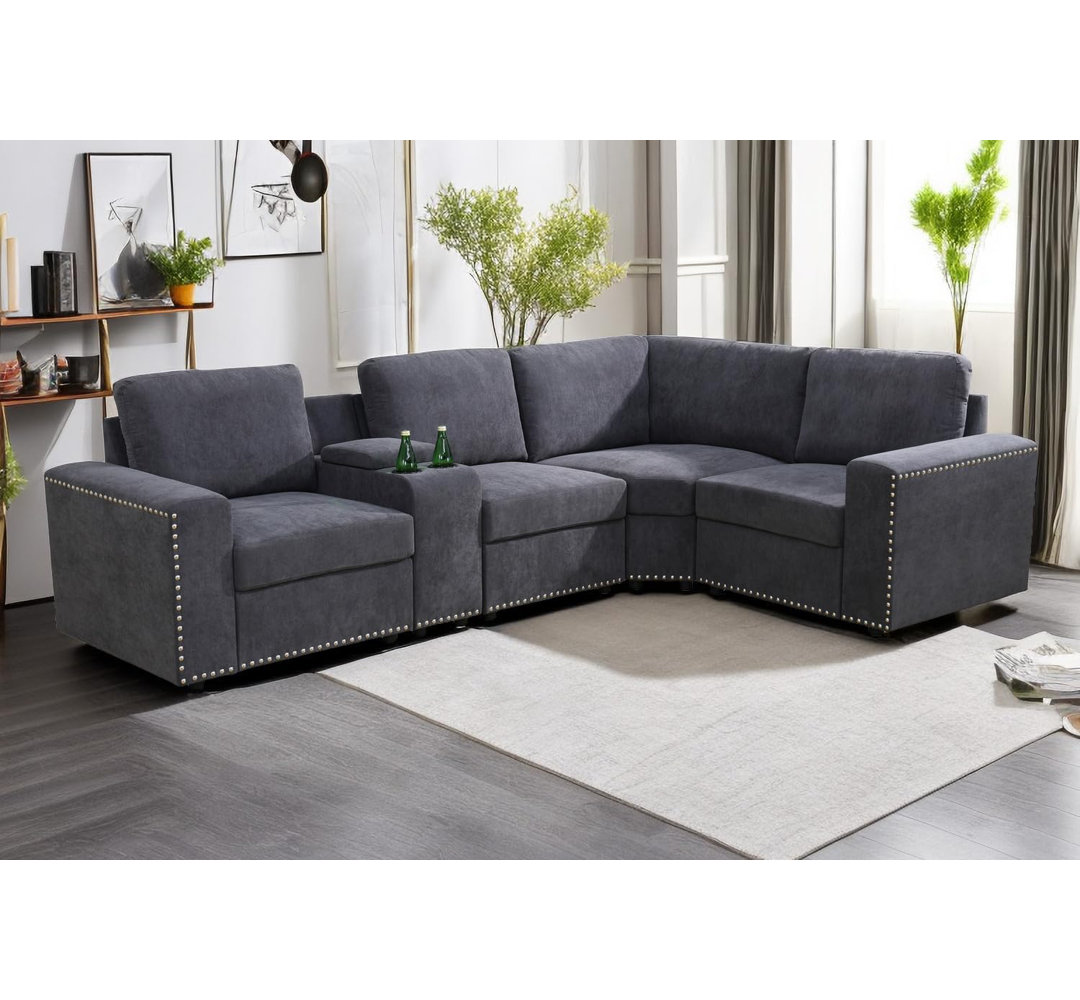 108" 5-Piece Flannel Configurable Living Room Modular Corner Sectional Winston Porter Body 