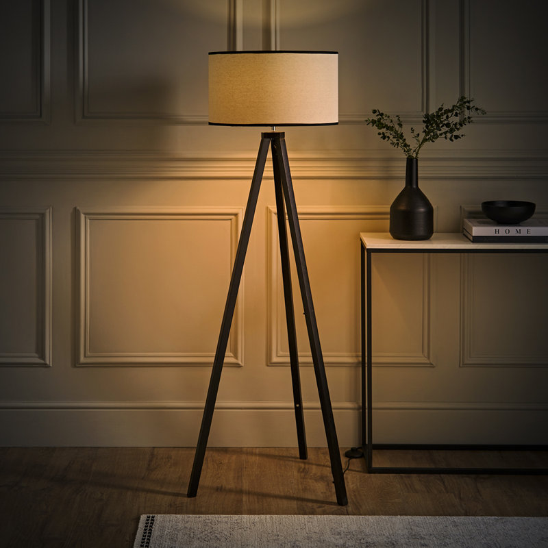 Hannibal 151cm Tripod Floor Lamp, Natural, Black, Yes