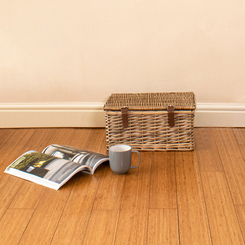 Buff Wicker Hampers with Faux Leather Straps