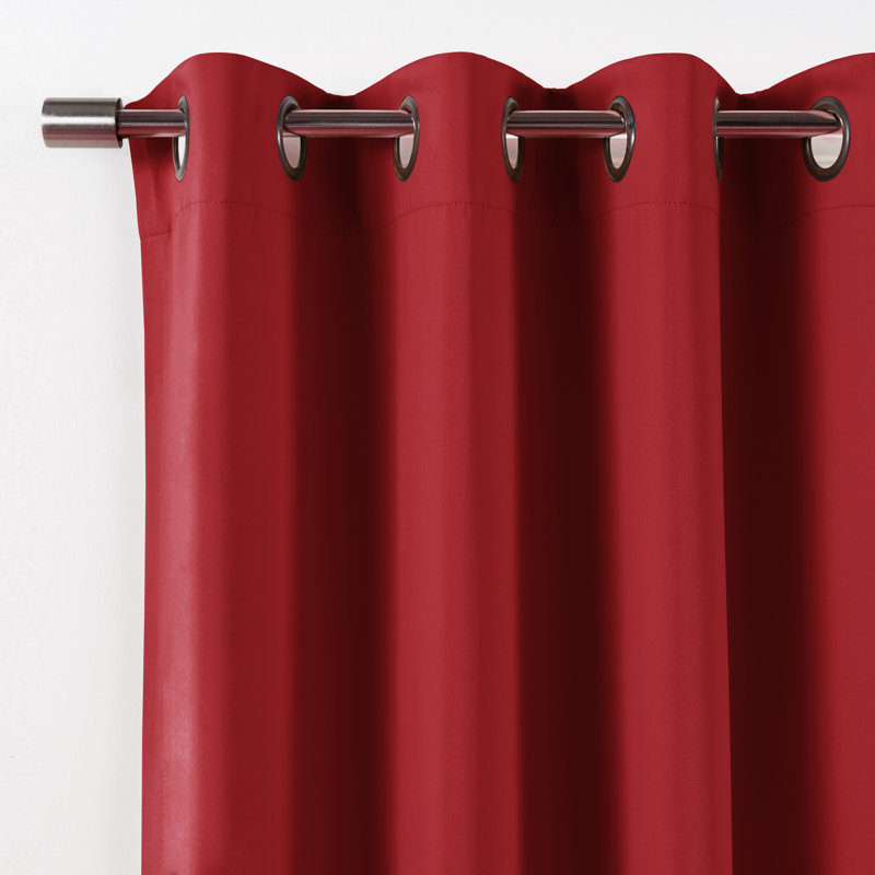Schaeffer Solid Blackout Thermal Grommet Curtain Panels, 52" W x 63" L, Cardinal Red