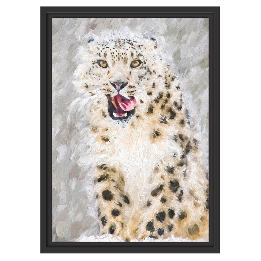 Gerahmtes Wandbild LeopardSchnee Kunst