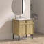 Meuble-lavabo sur pied de 30 po avec panneau rainuré 3D et lavabo en céramique intégré