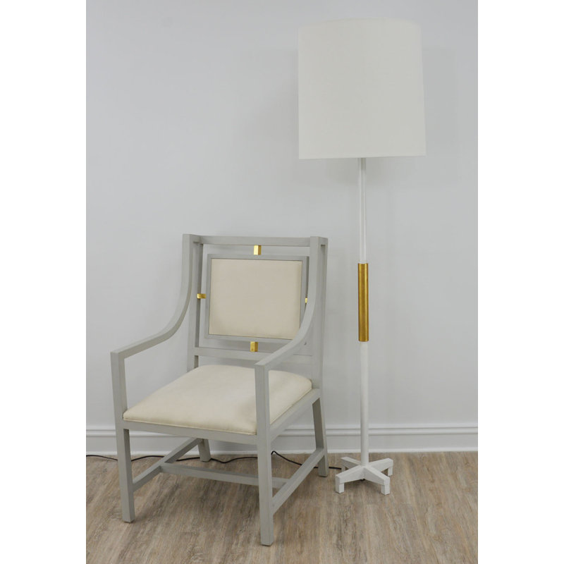 Seline Floor Lamp, White, Antiqued White/Gold Leaf