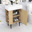 Ensemble de meuble-lavabo de salle de bain avec lavabo en céramique, rangement à gauche et pieds dorés-1360869210