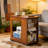 Arelthos Solid Wood Folding End Table Desk with Rolling Storage and Foldable Top