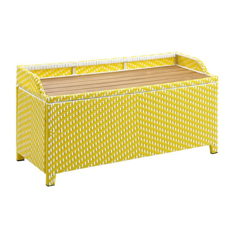 Banc de rangement en osier Angelah Tides, Jaune