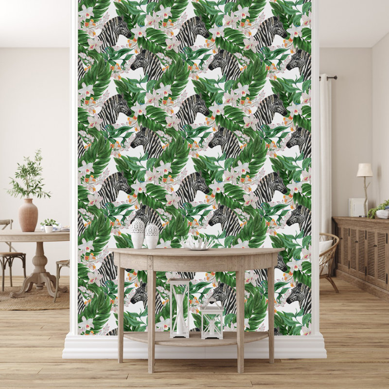 Hoenack Peel & Stick Floral Wallpaper, 2.08' W x 10.42' L