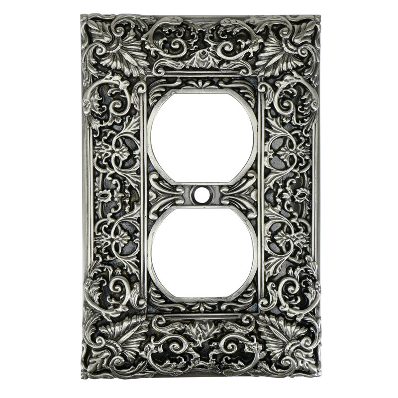 GLENDALE SWITCH COVER; DBL OUTLET; IN ANTIQUE NICKEL