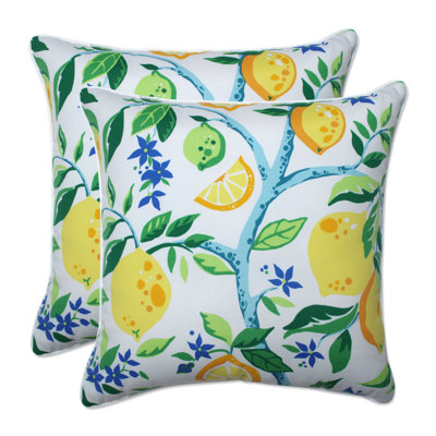 Lemon Tree Yellow Outdoor Square Pillow Cover & Insert