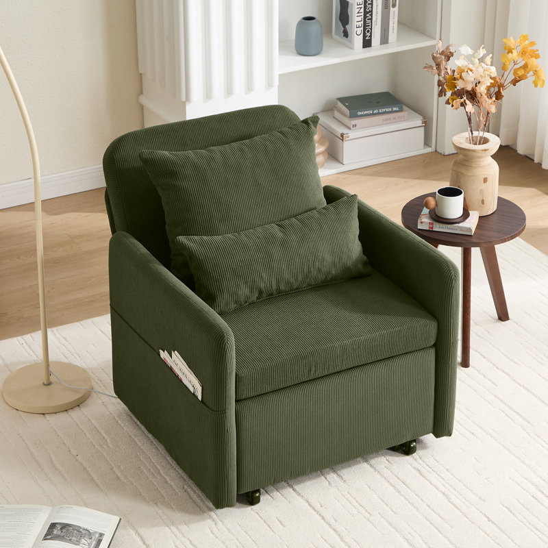 Canapé-lit convertible L 87 po 3-en-1, dossier réglable en 3 sections avec 2 coussins et sac de rangement