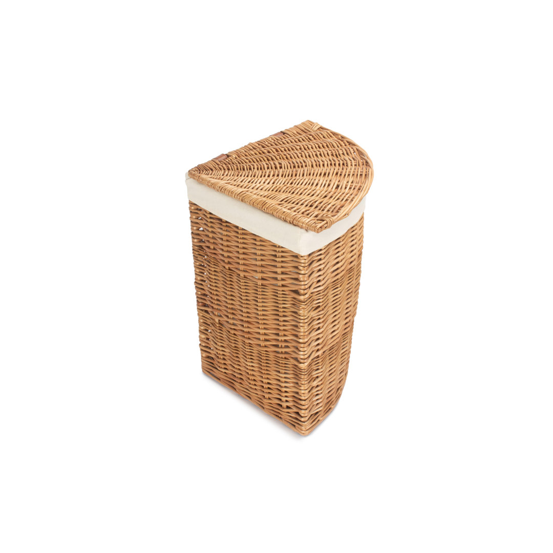 Wicker Lined Corner Laundry Bin Basket