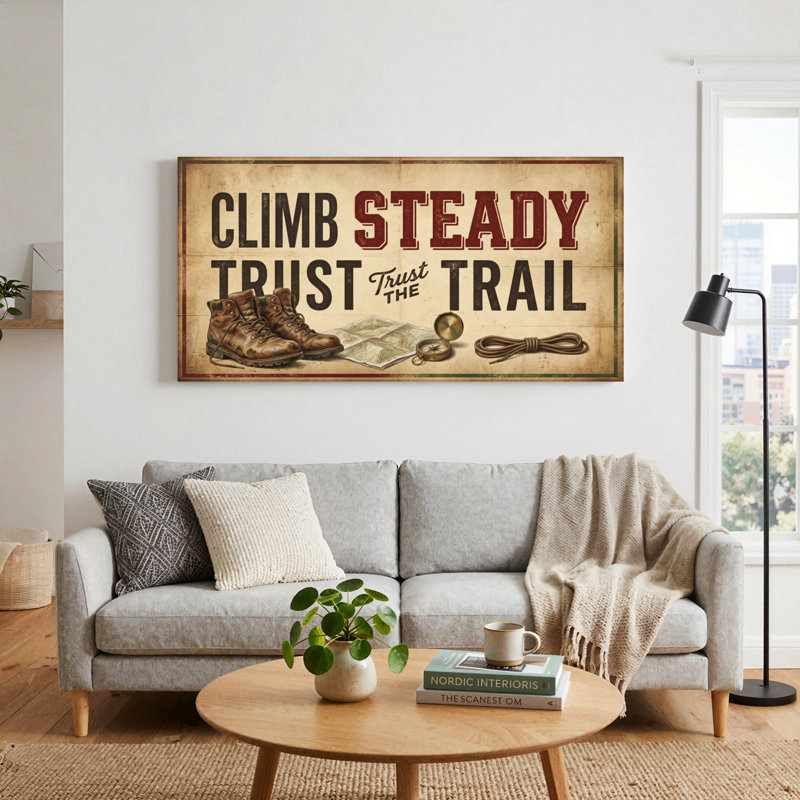 Ensemble de 1 tableau sur toile « Climb Steady Trust Trail », L 40 po x H 20 po, Wrapped Canvas