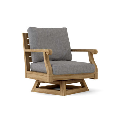 Chaise de patio pivotante en teck avec coussins Sunbrella Gatsby