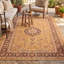 Tapis Manor traditionnel à médaillon délavé, style persan, orange, vert et crème, lavable à la machine, antidérapant, à poils courts, pour l'intérieur et l'extérieur, adapté aux animaux domestiques, idéal pour le salon, la chambre, la salle à manger, l'entrée, le couloir ou le bureau.-602614406