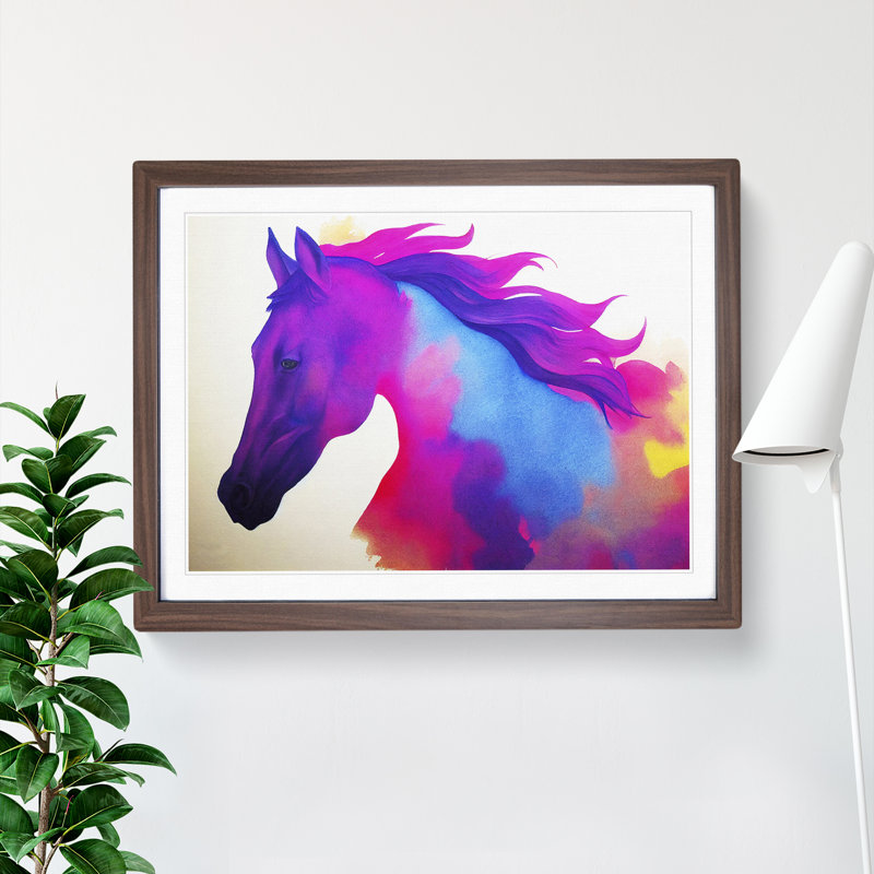 Vibrant Horse Vol.2 Abstract - Framed Print, 46cm H x 64cm W x 2cm D, Walnut