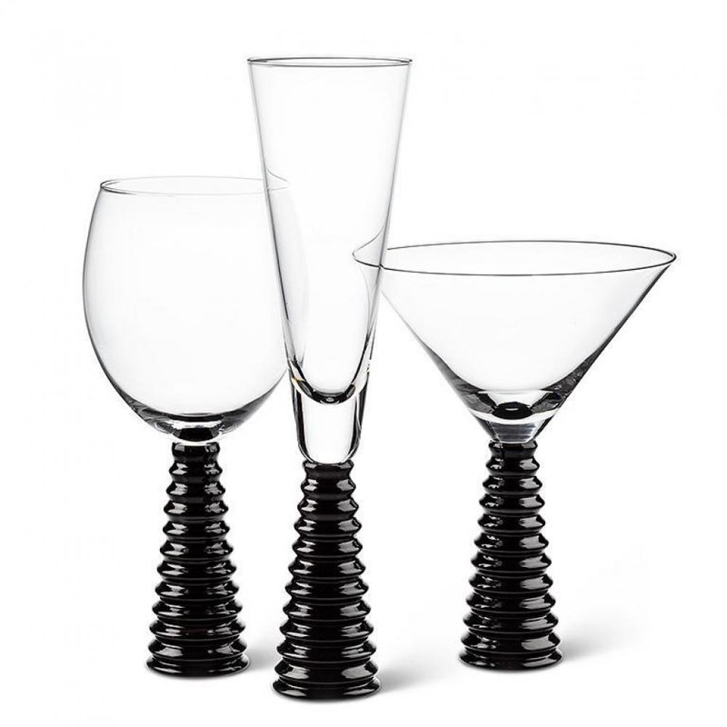 House of Hampton® Jazaih 12 oz. Verre à pied en verre, Noir