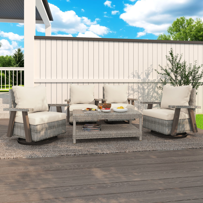 Méridiennes pivotantes d'extérieur Lendsey (ensemble de 4), Beige