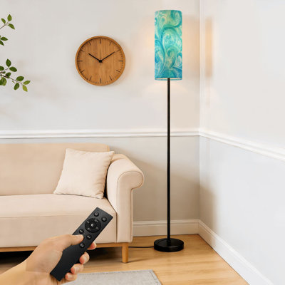 Lampe sur pied à effet tourbillonnante à effet de vague et à intensité variable avec télécommande et pédale avec abat-jour