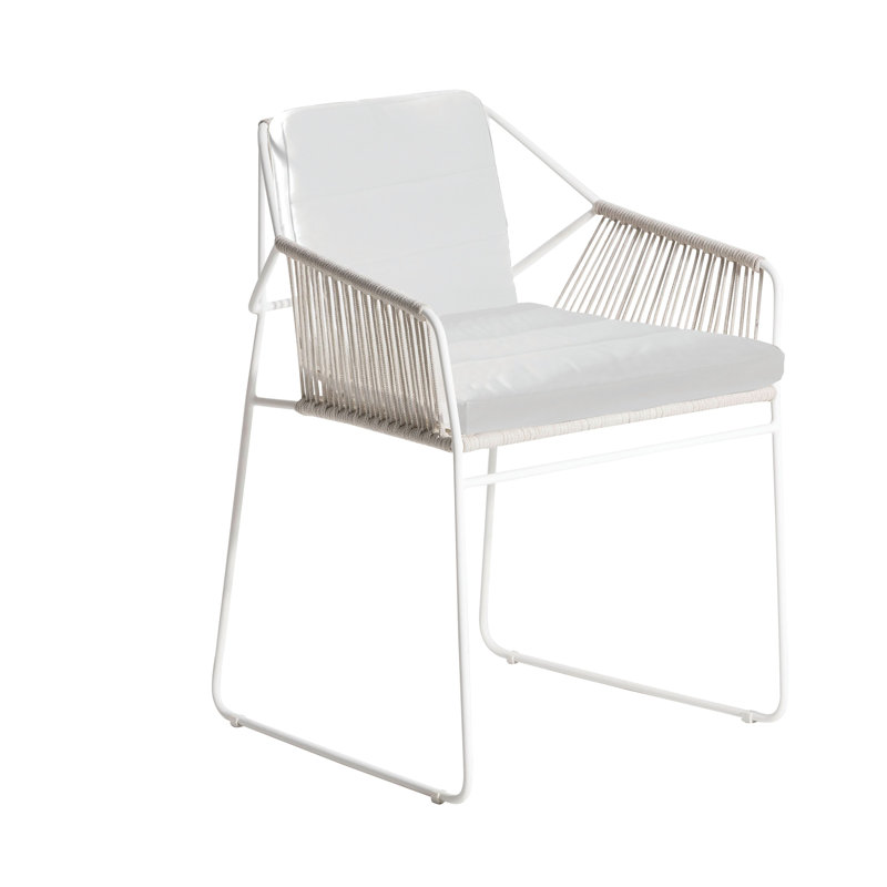 Sandur Outdoor Dining Armchair, White Rope/White Frame, White