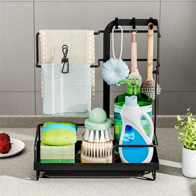 Kitchen Sponge Holder & Drying Rack - Space-Saving Dishcloth Organizer For Countertop