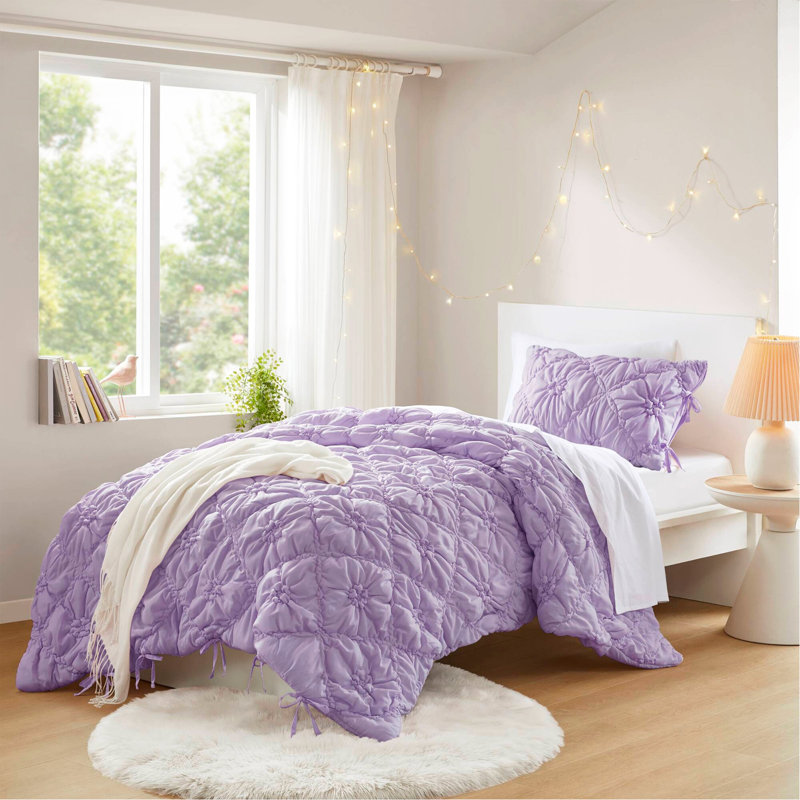 Ensemble d'édredon pour lit simple 2 pièces, Mauve