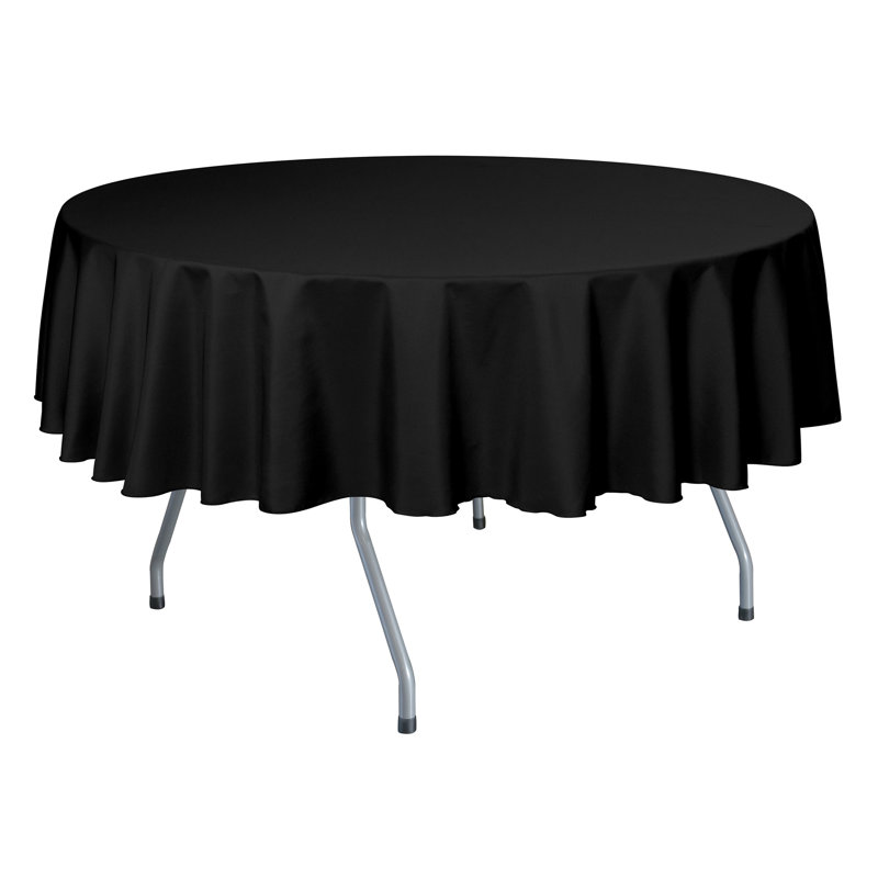 Ultimate Textile - Round Polyester Linen Tablecloth, 84" x 84", 10, Black