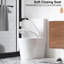 Une toilette, chasse double 1,1 / 1,6, céramique blanche brillante, siège à fermeture en douceur, chasse d'eau pour salle de bain blanche, cuve allongée, fermeture,