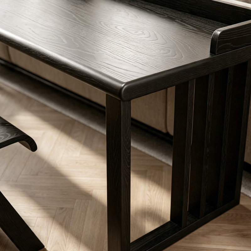 Bureau d'écriture rectangulaire en bois massif noir