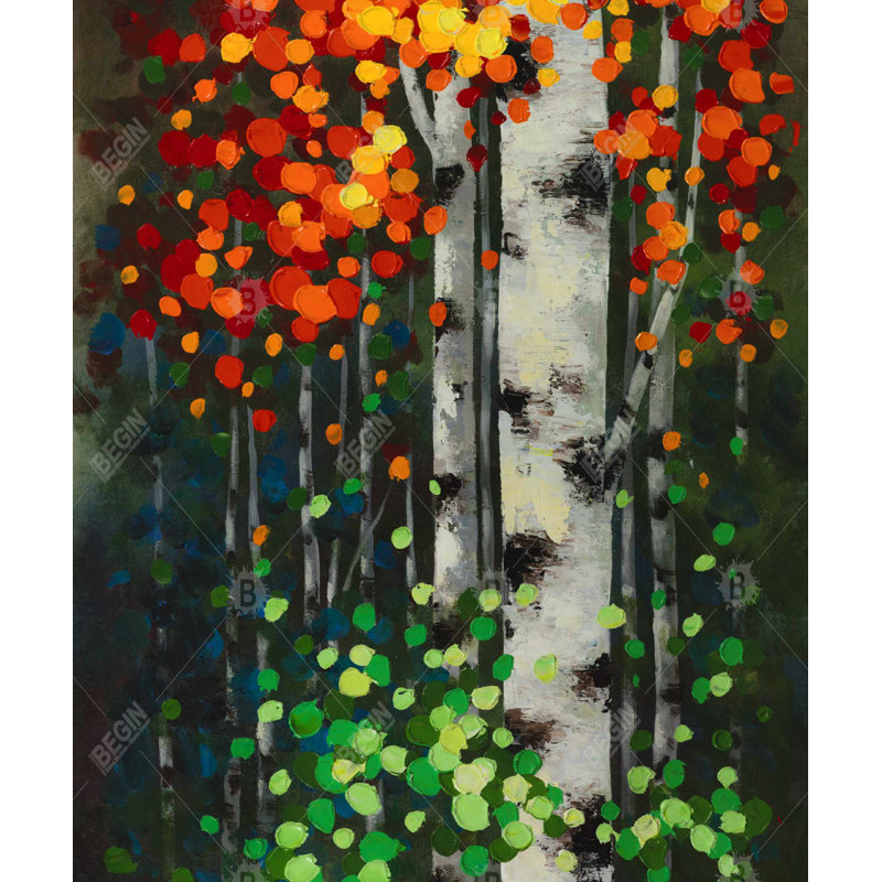 Birch with Two-Tone Leaves - Landscapes Canvas for Home Decor