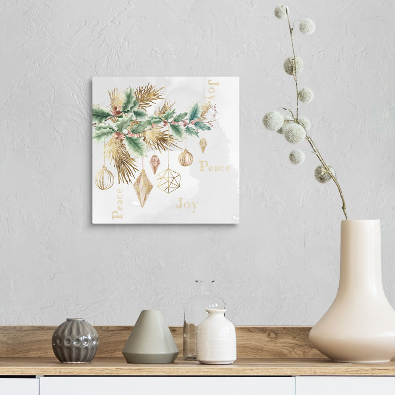Peace & Joy Branch-impression d’art textuel sur toile, Toile tendue, H 12 po x l 12 po x P 1,25 po
