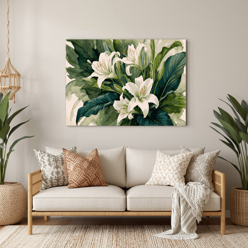 «Botanical Peace Lily», art mural en métal vert, H 144 po x l 216 po x P 0,05 po