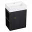 Meuble-lavabo moderne de 20 pouces avec lavabo en céramique, porte à motif de losanges, poignée dorée et tablettes latérales pour petits espaces-129184643