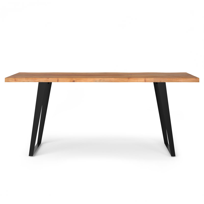 Delta 72'' Natural Acacia Wood Dining Table with Black Iron Legs