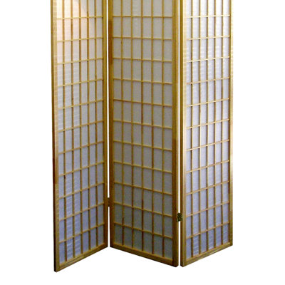 Écran de 70 po à 3 po de style japonais avec finition en bois naturel. Créez un espace d'intimité. Se plie pour un placement facile.