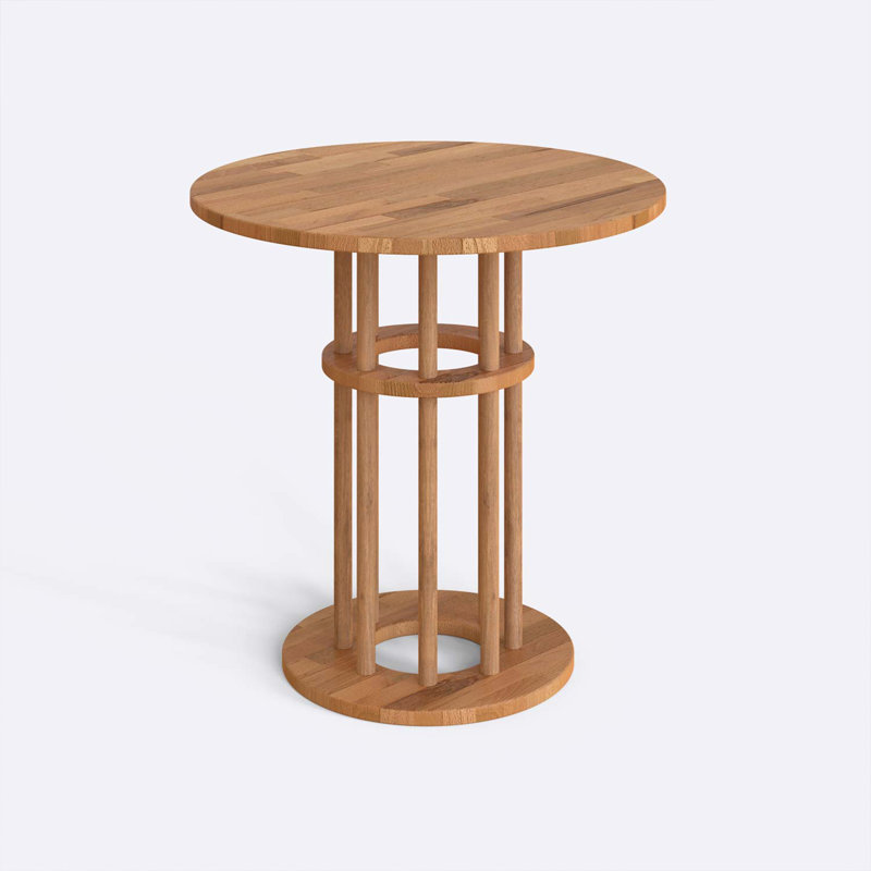 Table de salle à manger ronde pour 2 personnes Grant, table de cuisine moderne en bois de hêtre massif pour petits espaces